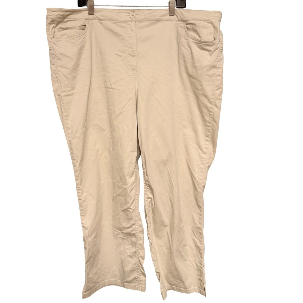 Eileen Fisher Woman Pants 2X Beige Cotton Crop Trousers Minimalist Quiet Luxury